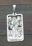 Temperance Tarot Card Pendant .925 Sterling Silver - small Temperance Tarot Jewelry USA