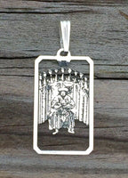 Nine of Cups Tarot Card Pendant .925 Sterling Silver - small Nine of Cups amulet Success and Victory USA