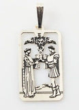 Two of Cups Tarot Card Pendant .925 Sterling Silver - Sacred Marriage Love Tarot Pendant USA