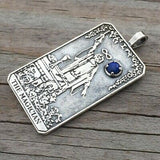 Magician Tarot Card Pendant .925 Sterling Silver w/ Natural Lapis Lazuli gemstone USA