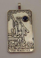 Magician Tarot Card Pendant .925 Sterling Silver w/ Natural Lapis Lazuli gemstone USA