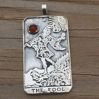 Sterling Silver Fool Tarot Card Pendant