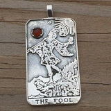 Sterling Silver Fool Tarot Card Pendant