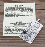 Death Tarot Card Pendant Sterling Silver with Genuine Amethyst