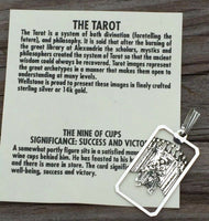 Nine of Cups Tarot Card Pendant .925 Sterling Silver - small Nine of Cups amulet