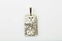 Sun Tarot Card Pendant solid .925 Sterling Silver - small Sun Tarot Jewelry USA