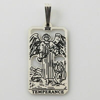 Temperance Tarot Card Pendant .925 Sterling Silver - small Temperance Tarot Jewelry USA