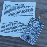 Sun Tarot Card Pendant Sterling Silver w/ Genuine Garnet gem Prosperity Success