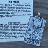 Moon Tarot Card Pendant .925 Sterling Silver w/ Genuine Rainbow Moonstone gem USA