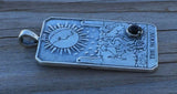 Moon Tarot Card Pendant .925 Sterling Silver w/ Natural Black Onyx gemstone USA