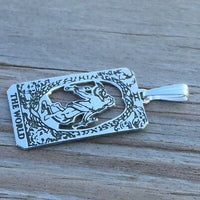 World Tarot Card Pendant solid .925 Sterling Silver - dainty World Tarot Card Amulet USA