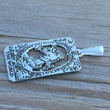 World Tarot Card Pendant solid .925 Sterling Silver - dainty World Tarot Card Amulet USA