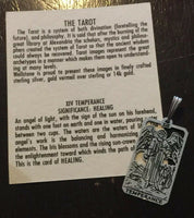 Temperance Tarot Card Pendant .925 Sterling Silver - small Temperance Tarot Jewelry