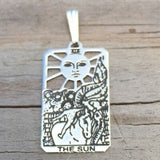 Sun Tarot Card Pendant solid .925 Sterling Silver - small Sun Tarot Jewelry USA