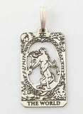 World Tarot Card Pendant solid .925 Sterling Silver - dainty World Tarot Card Amulet USA