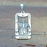 Justice Tarot Card Pendant .925 Sterling Silver - small Justice Tarot Amulet USA