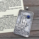 Magician Tarot Card Pendant .925 Sterling Silver w/ Natural Lapis Lazuli gemstone USA