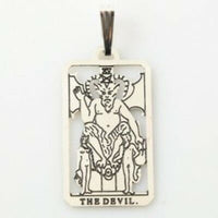 Devil Tarot Card Pendant .925 Sterling Silver - small Devil Tarot card amulet