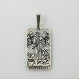 Temperance Tarot Card Pendant .925 Sterling Silver - small Temperance Tarot Jewelry USA