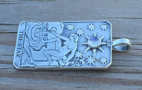 Star Tarot Card Pendant .925 Sterling Silver with natural Rainbow Moonstone gemstone USA