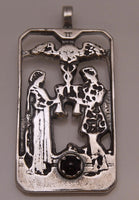 Two of Cups Tarot Card Pendant .925 Sterling Silver with Genuine Garnet - Love Union USA