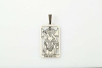 Devil Tarot Card Pendant .925 Sterling Silver - small Devil Tarot card amulet