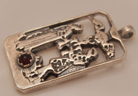 Two of Cups Tarot Card Pendant .925 Sterling Silver with Genuine Garnet - Love Union USA
