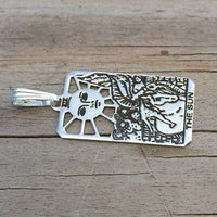 Sun Tarot Card Pendant solid .925 Sterling Silver - small Sun Tarot Jewelry USA