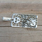 Sun Tarot Card Pendant solid .925 Sterling Silver - small Sun Tarot Jewelry USA