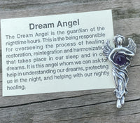 Dream Angel Pendant .925 Sterling Silver w/ genuine Natural Amethyst gem USA