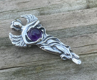 Dream Angel Pendant .925 Sterling Silver w/ genuine Natural Amethyst gem USA