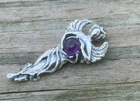 Dream Angel Pendant .925 Sterling Silver w/ genuine Natural Amethyst gem USA
