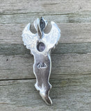 Dream Angel Pendant .925 Sterling Silver w/ genuine Natural Amethyst gem Made in USA