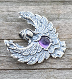 Guardian Angel Pendant .925 Sterling Silver Genuine Amethyst Angelic Blessings Made in the USA