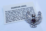 Guardian Angel Pendant .925 Sterling Silver Genuine Amethyst Angelic Blessings USA