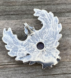 Guardian Angel Pendant .925 Sterling Silver Genuine Amethyst Angelic Blessings USA