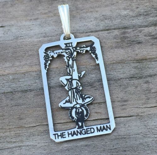 Hanged Man Tarot Card Pendant .925 Sterling Silver - small Hang Man Amulet