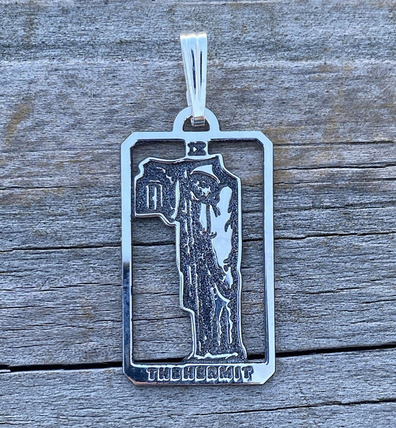 Hermit Tarot Card Pendant .925 Sterling Silver - solid silver Hermit Tarot Jewelry