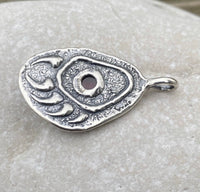 Black Bear Track Pendant .925 Sterling Silver w/ genuine Garnet Made in USA