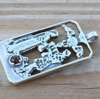 Two of Cups Tarot Card Pendant .925 Sterling Silver with Genuine Garnet - Love Union USA