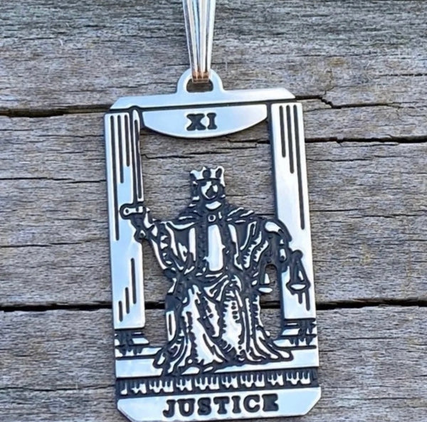 Justice Tarot Card Pendant .925 Sterling Silver
