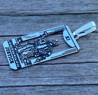 Justice Tarot Card Pendant .925 Sterling Silver - small Justice Tarot Amulet USA