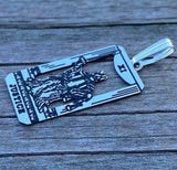 Justice Tarot Card Pendant .925 Sterling Silver - small Justice Tarot Amulet USA