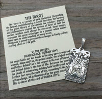 Lovers Tarot Card Pendant .925 Sterling Silver - small Lovers Tarot Amulet USA