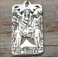 Lovers Tarot Card Pendant .925 Sterling Silver - small Lovers Tarot Amulet USA