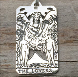 Lovers Tarot Card Pendant .925 Sterling Silver - small Lovers Tarot Amulet USA