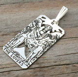Lovers Tarot Card Pendant .925 Sterling Silver - small Lovers Tarot Amulet USA