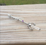 Celtic Lion Wand Pendant .925 Sterling Silver with natural Crystal Point and Genuine Amethyst USA
