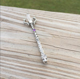 Celtic Lion Wand Pendant .925 Sterling Silver with natural Crystal Point and Genuine Amethyst USA