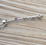 Celtic Lion Wand Pendant .925 Sterling Silver with natural Crystal Point and Genuine Amethyst USA